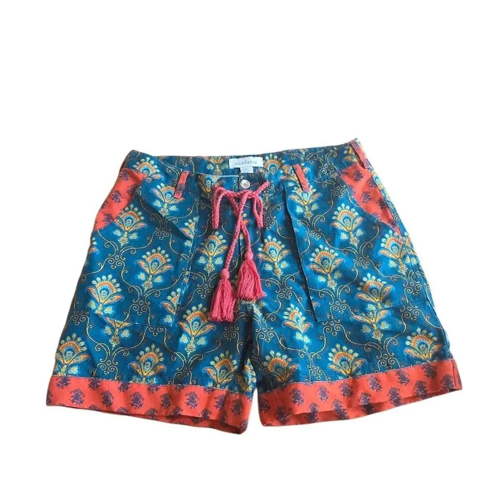 Sundance womens Sz S teal print kalini shorts
